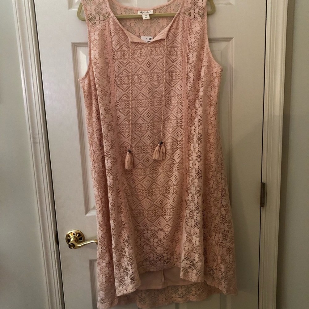Crochet knit sleeveless dress